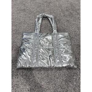 Bath and Body Works puffy silver tote bag